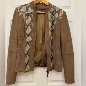 Alberto Makali Tan and Black Snake Print faux suede jacket